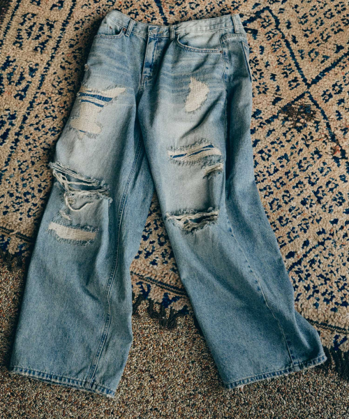 Crash Broken Wide Jeans 41 (LIGHT BLUE)