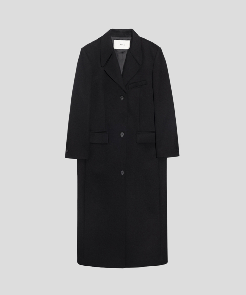 Приталенное однобортное пальто (Black)