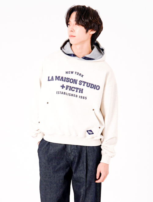 LA MAISON ESSENTIAL CROP HOODIE OATMEAL(FCG1TS683M)