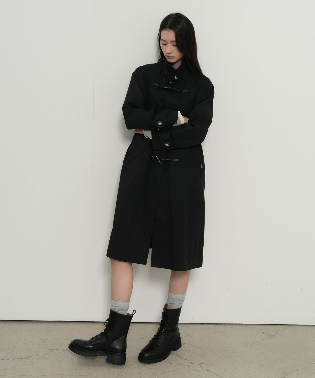 woman toggle single trench пальто [черный]