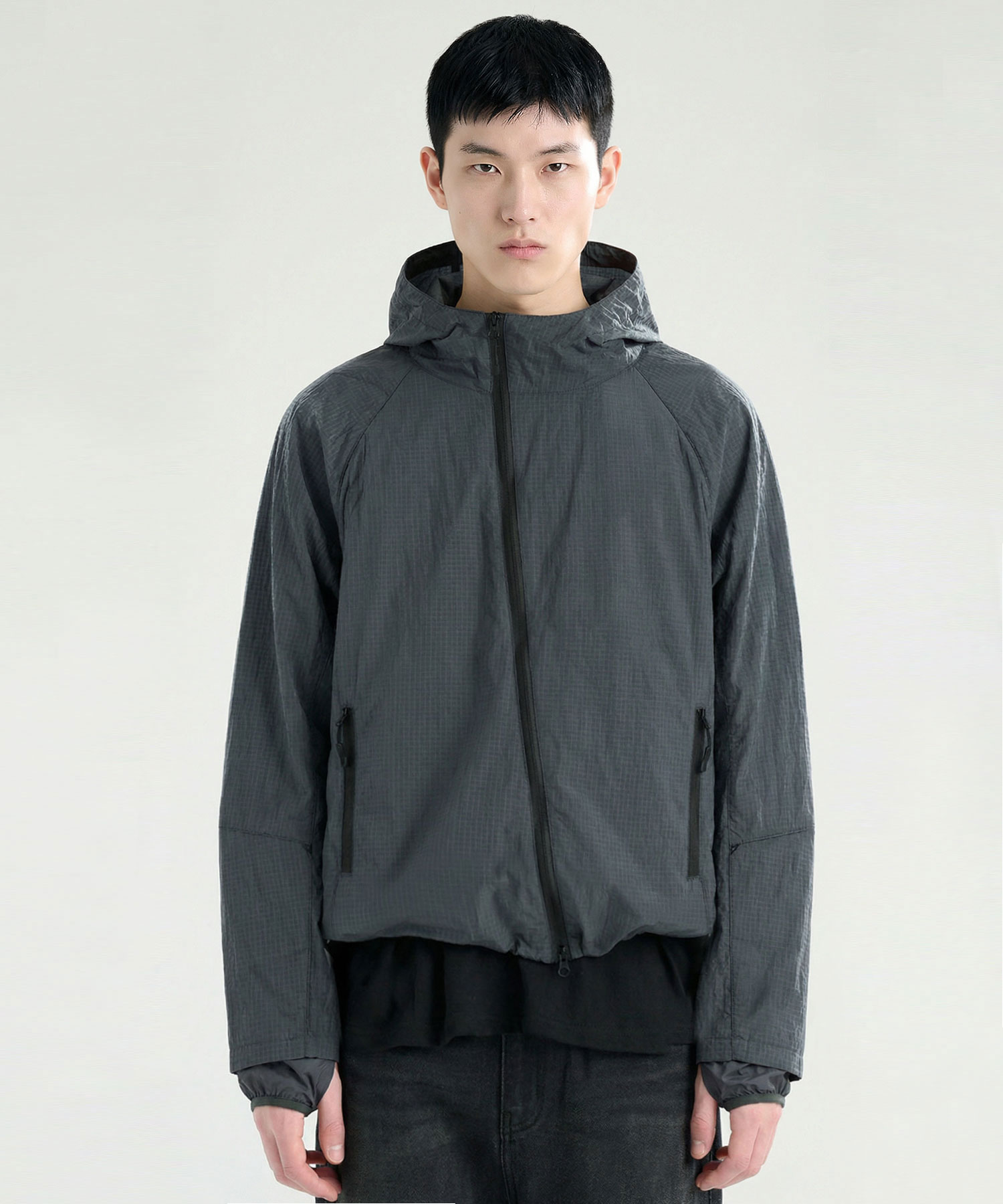 CURVED HOODED ZIP JACKET(CH)