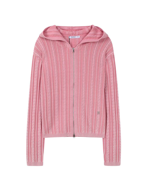 Женский вязаный худи на молнии Pink