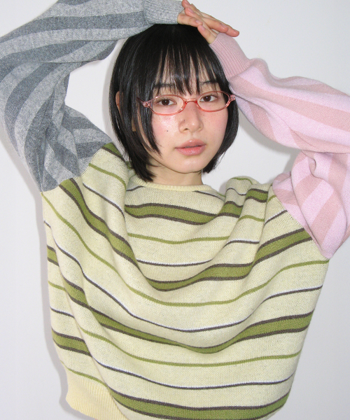 MULTI STRIPE OVERSIZED KNIT SOFT YELLOW