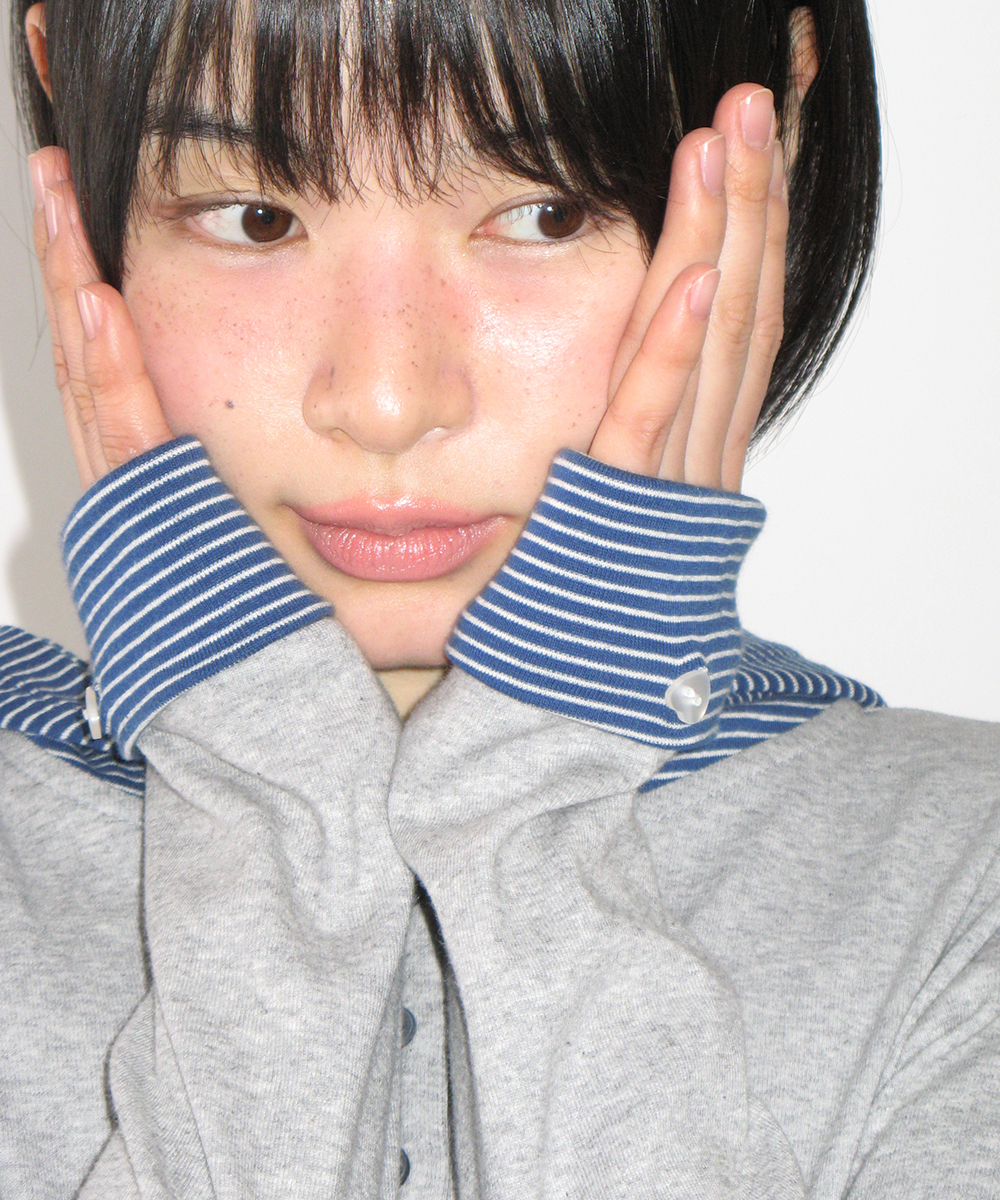 BUTTON CUFF HOODIE длинный рукав GREY