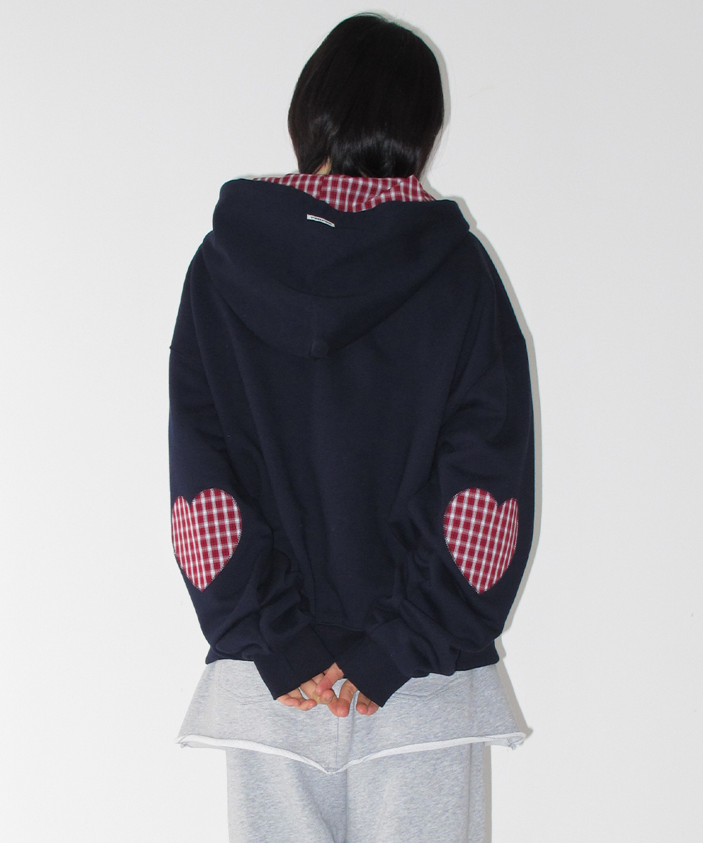 CHECK PATCH HOODIE ZIP UP темно-синий