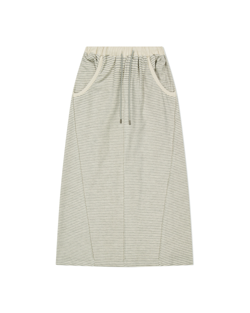 더뮤지엄비지터 RAW EDGE LONG SKIRT (LIGHT GREY)