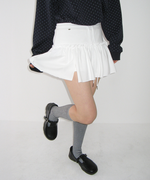 SOFT SHIRRING PANTSKIRT WHITE
