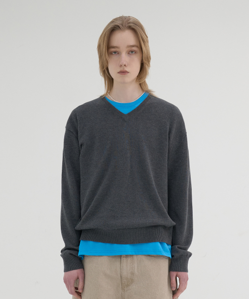 crop V neck вязаный (charcoal)