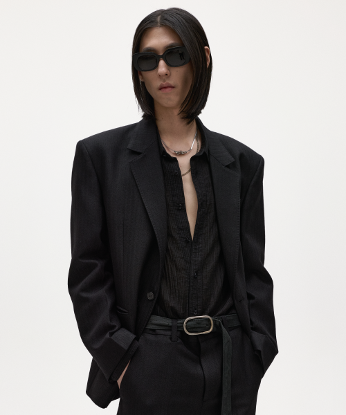 Chiara Wool Herringbone сингл-блейзер Black