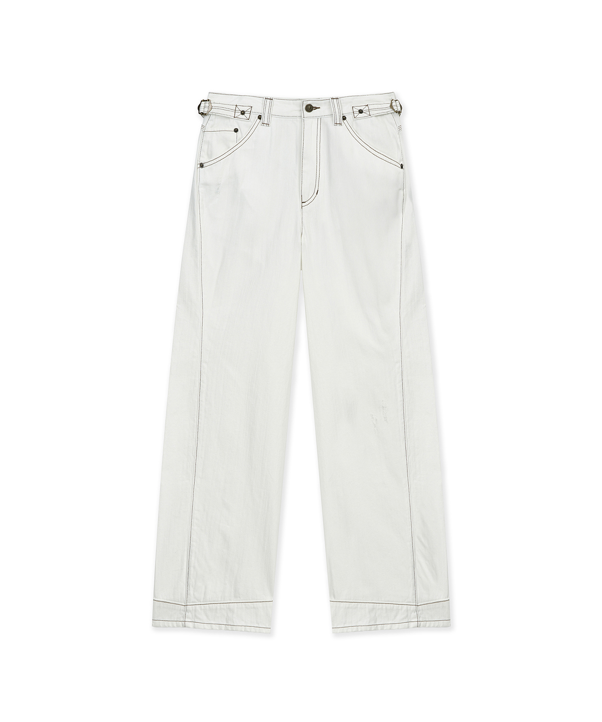WAIST BUCKLE STITCH POINT TWILL джинсовый брюки IN IVORY
