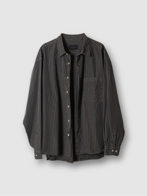 REMAKE DYED STRIPE SHIRTS CHARCOAL (ITALY FABRIC)