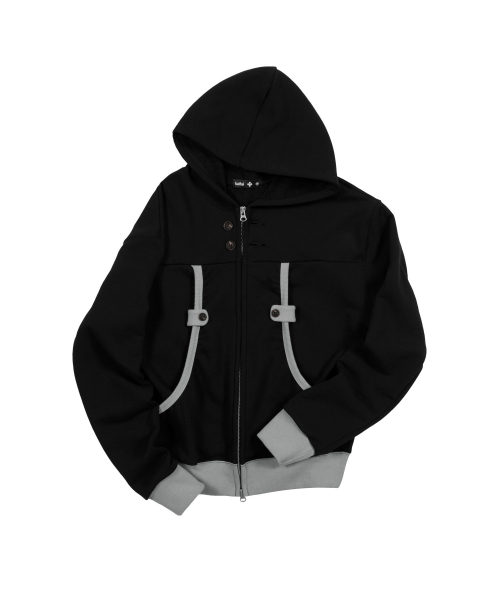 Худи на пуговицах с изгибом (Black) K26QA220