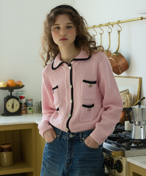 Botton tweed knit Pink