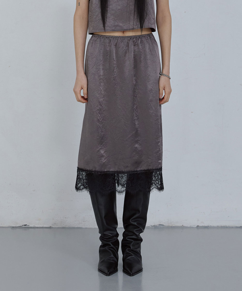 SHEER LACE SKIRT_ CHARCOAL