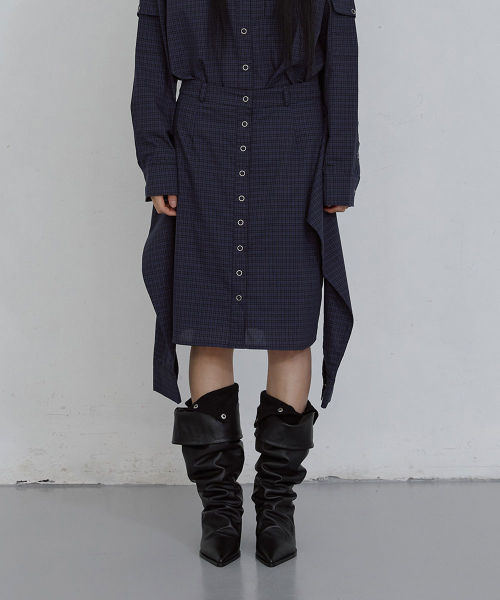 CHECKED WRAP SKIRT_ BLUE CHECK