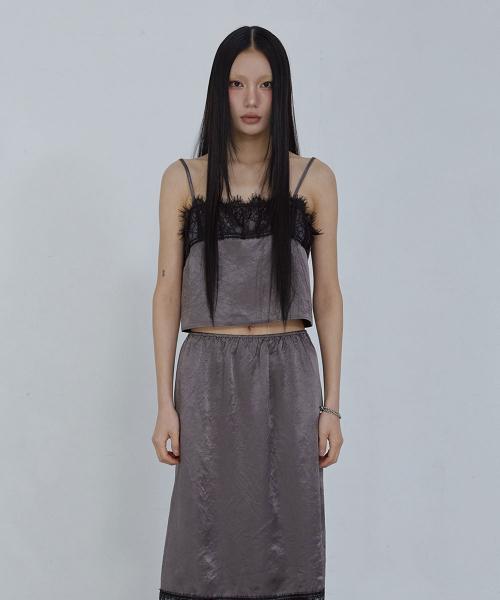 SHEER LACE SLEEVELESS TOP_ CHARCOAL