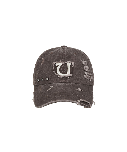DAMAGED 6-PANEL BALL CAP_ FADED BROWN
