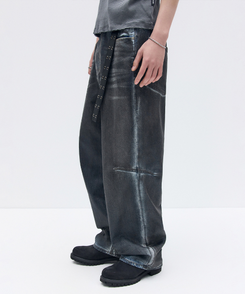 MUSINSA公式 | MAISON MINED DARK WAX COATED DENIM PANTS BLUE