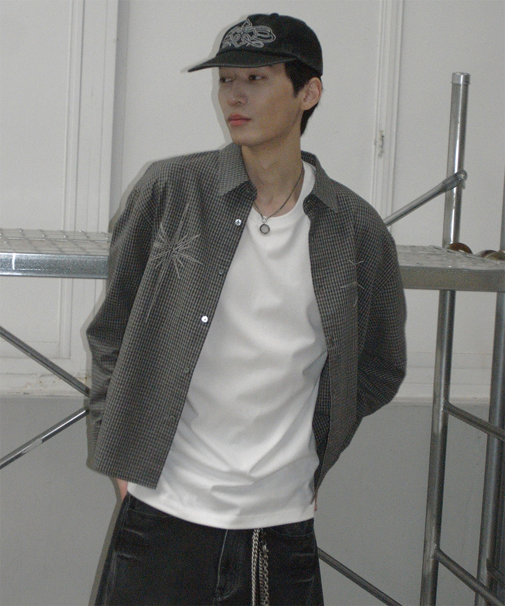 METEOR CROP CHECK SHIRT CHARCOAL