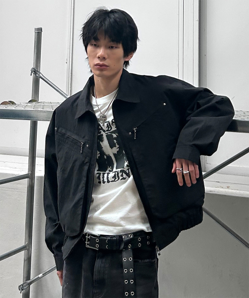 OVERLAYED POCKET BLOUSON BLACK