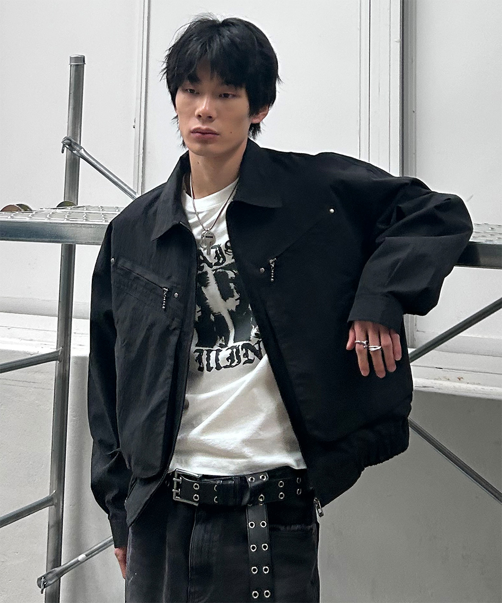 OVERLAYED POCKET BLOUSON BLACK
