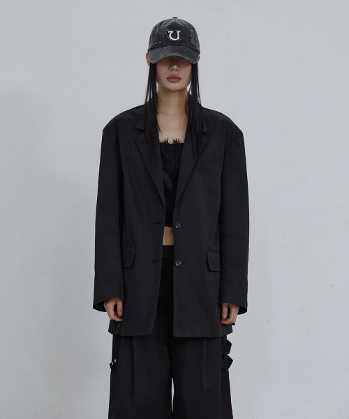 OVERSIZED SINGLE-BREASTED BLAZER_ BLACK