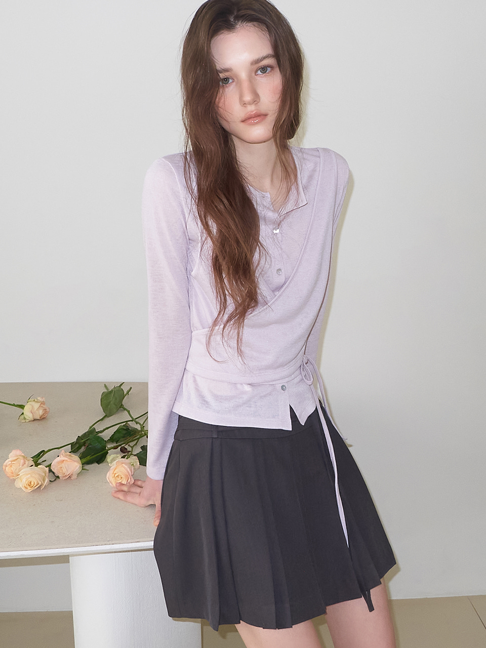 Wrap Cardigan T-Shirt Lavender