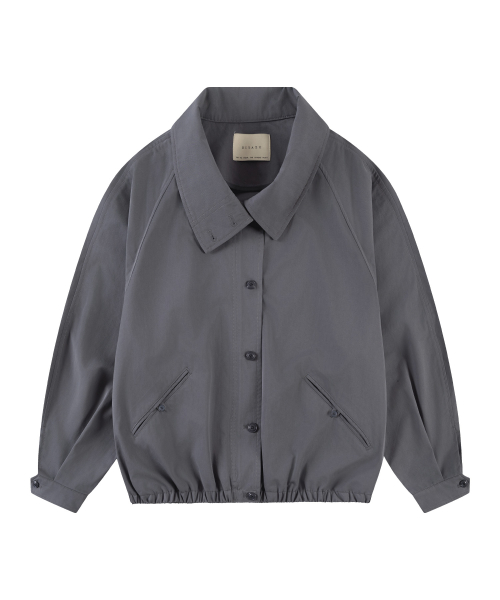 SIOT4182 High Neck Button блузон — Blue Grey
