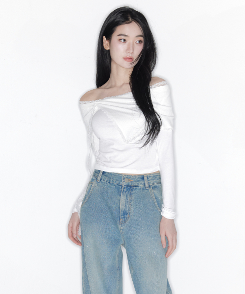 STELLA LACE OFF SHOULDER TOP_TT6S202IV