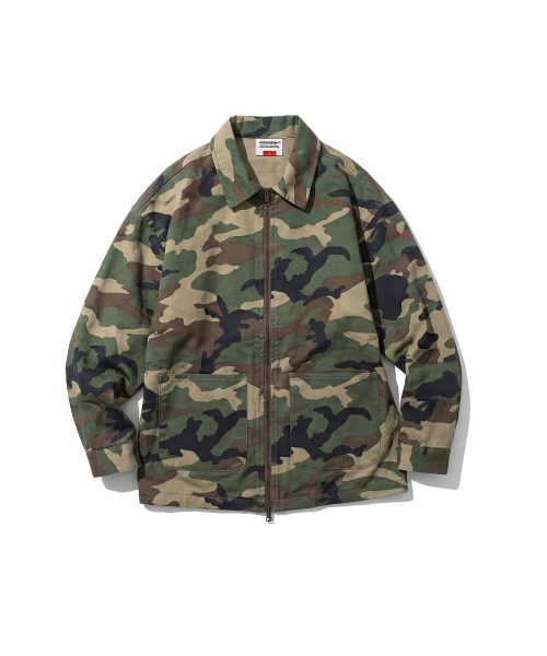 WOODLAND RIPSTOP CAMO ZIP-UP SHIRKET CAMO