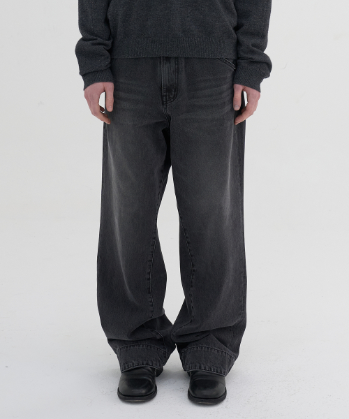 engineered motion denim pants (black)