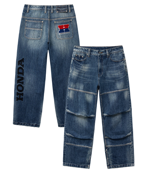 Vintage Biker Wide Jean Blue