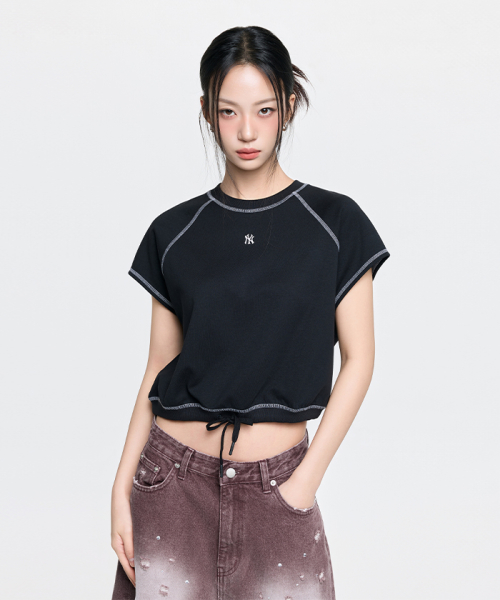 Женский свитшот с коротким рукавом Varsity NY (Black)