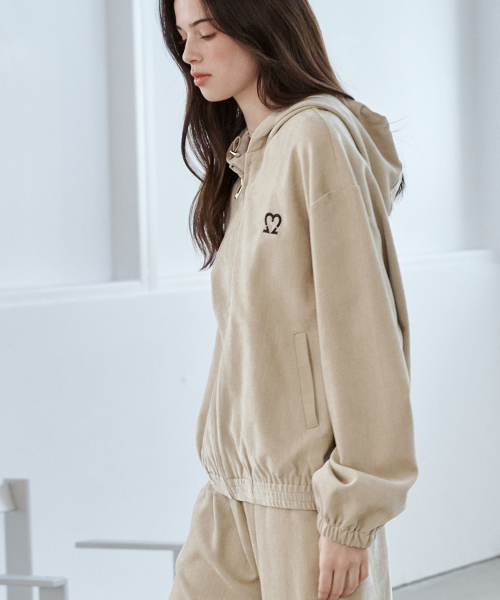 6317 Бархатное худи на молнии (Beige)
