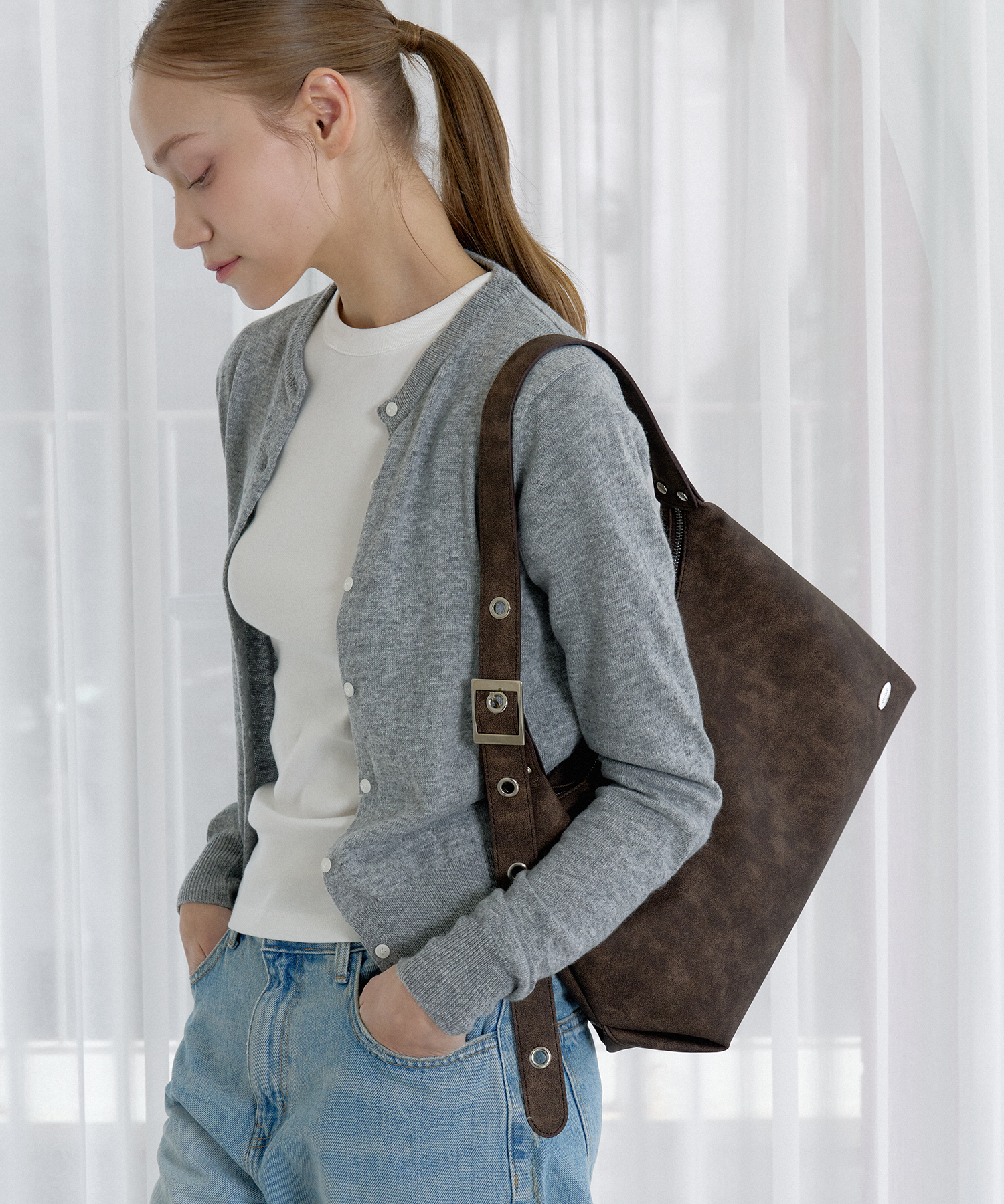 Сумка-хобо с люверсами Dave GN301K, Dark Brown