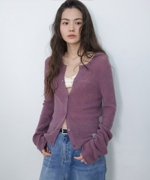Тонкий мохеровый кардиган Dusty Purple