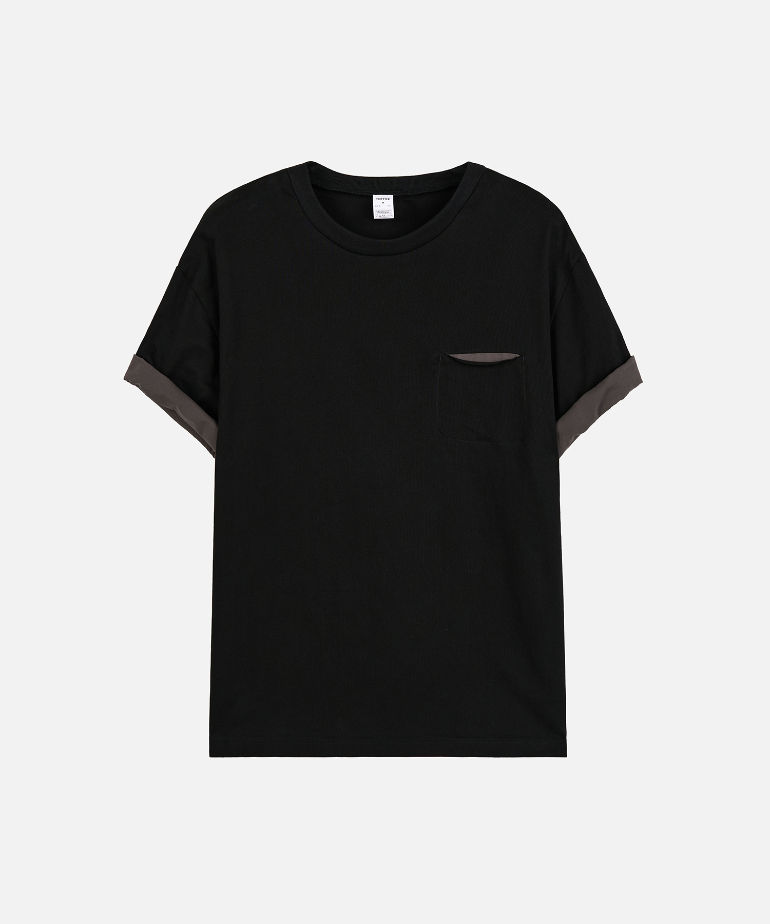 LAYERED POCKET CROP TEE (BLACK)