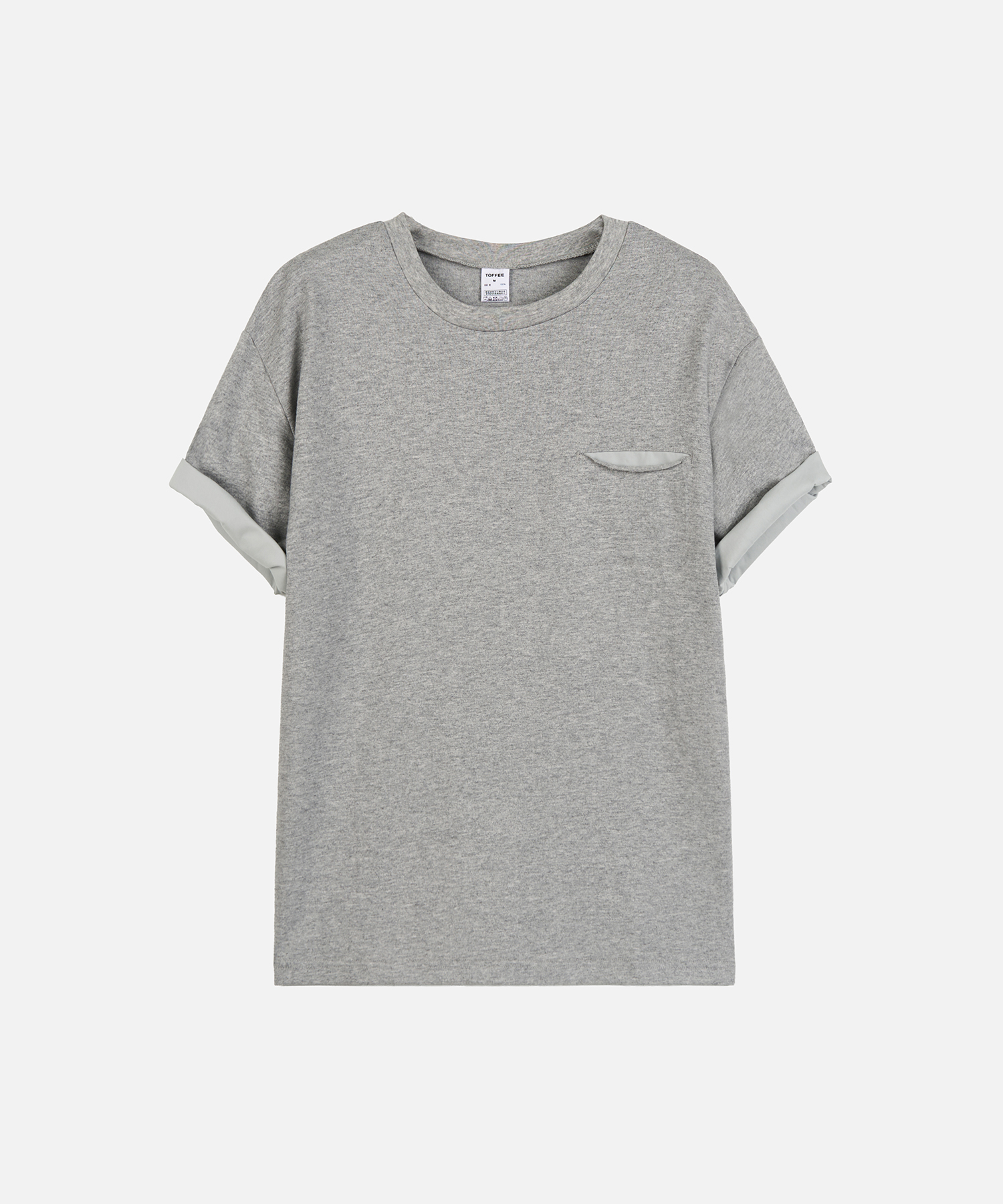LAYERED POCKET CROP TEE (MELANGE GREY)
