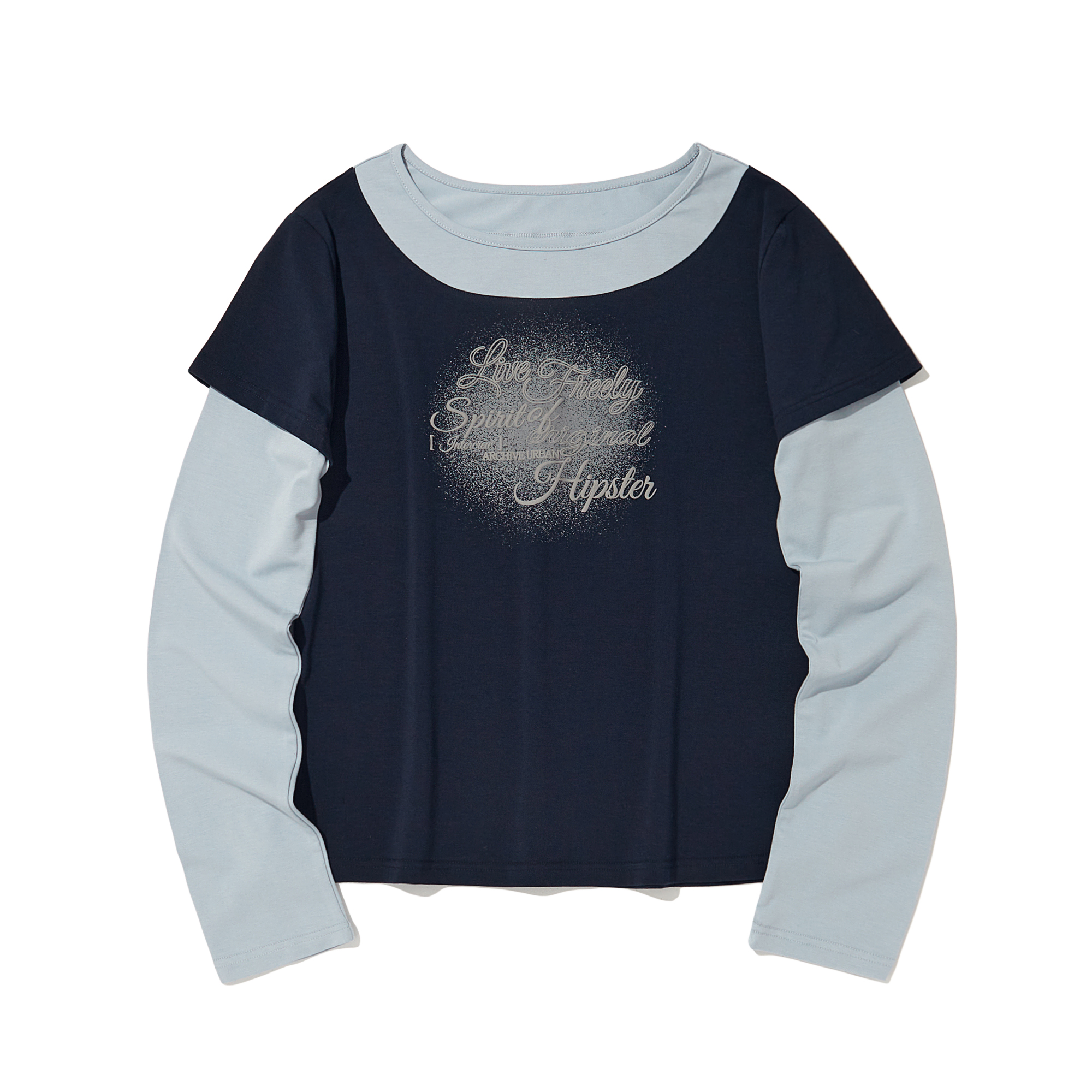 Женский лонгслив лодочка Layered Navy ITA1TR53ANA