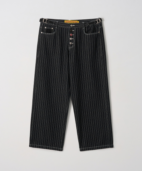 Pin Stripe Denim Pants (BLACK)