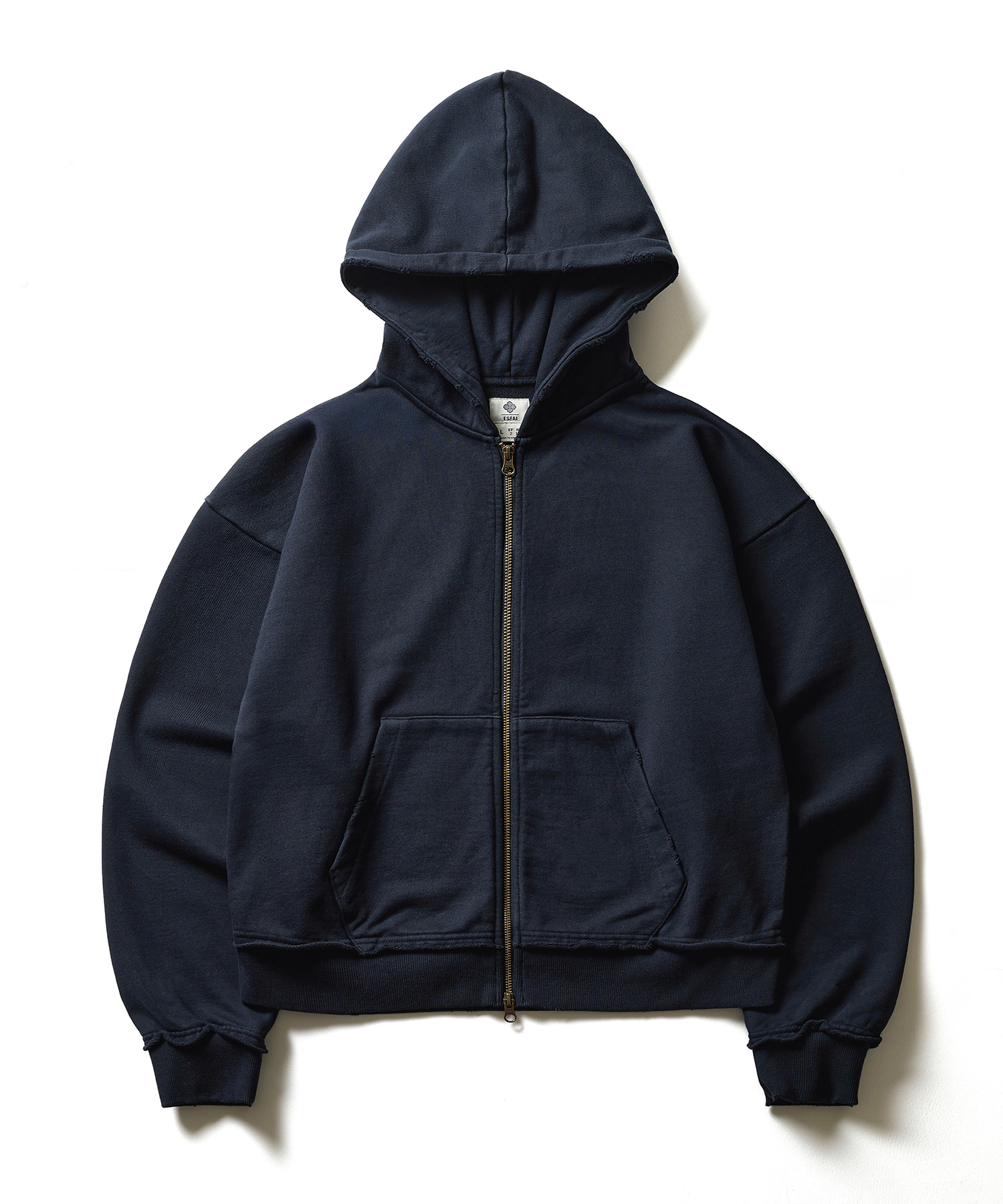 [Uyeon X ESFAI] VTG CROPPED ZIP-UP HOODIE (NAVY)