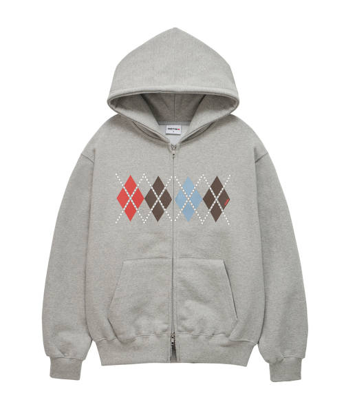 Hot Fix Argyle худи-молния — Grey