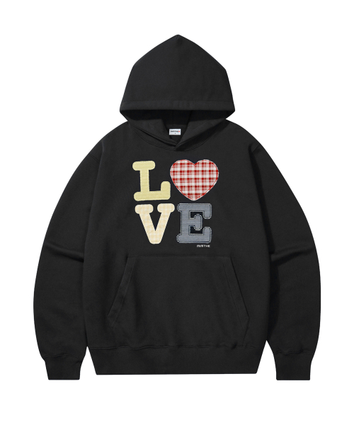 헬로 월드 패치워크 LOVE 후드티_블랙