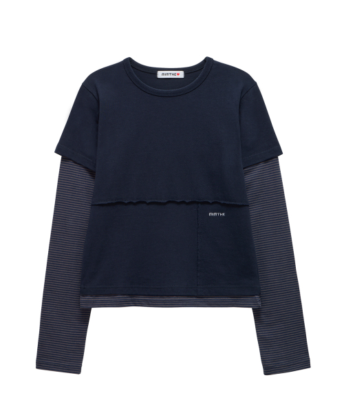 Кроп-лонгслив с логотипом Navy/Charcoal