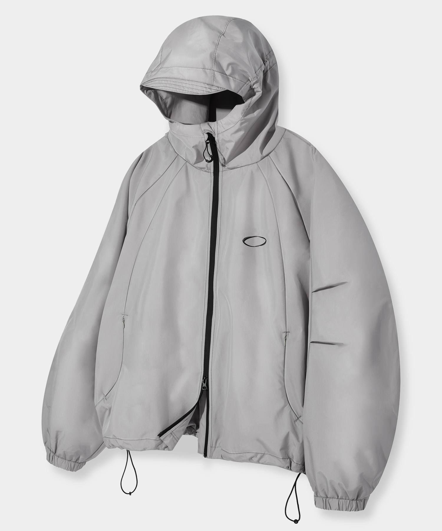 BALACLAVA SLASH HOODED ZIP-UP_WINDBREAKER GRAY