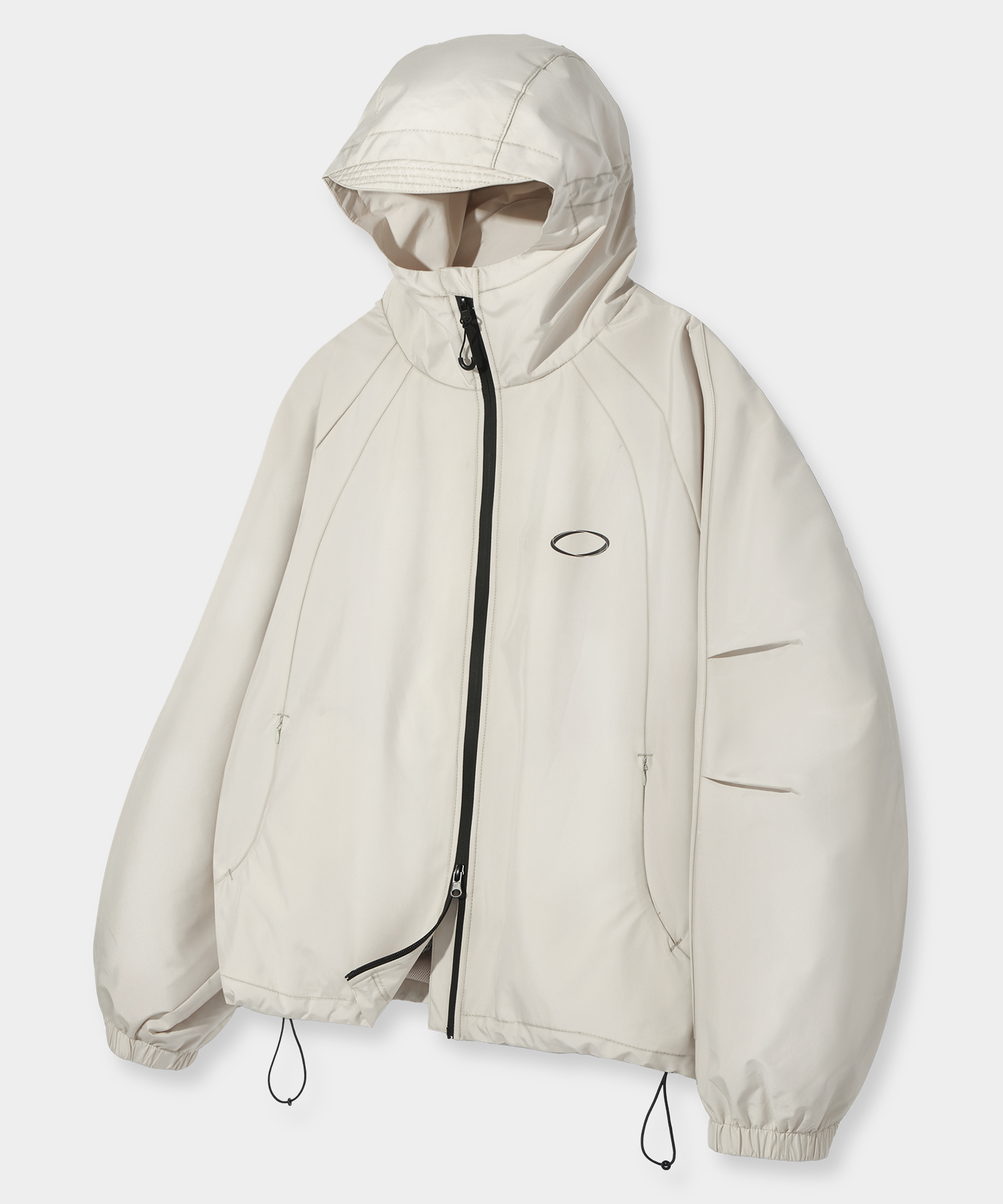 BALACLAVA SLASH HOODED ZIP-UP_WINDBREAKER CREAM
