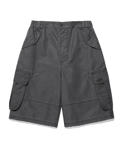 RIPSTOP WASHING CARGO SHORTS-CHARCOAL