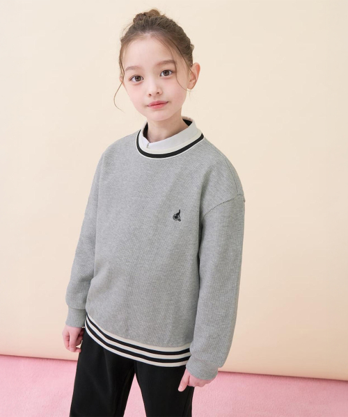 여아 와플 라운드 상하세트 그레이 (BI6141G093)
