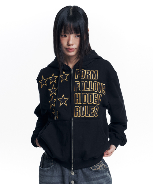 Худи на молнии с нашивкой Star Lettering - Black