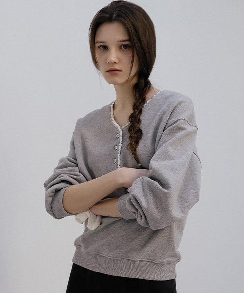 V-neck sweatshirt [TISP05LT04]_Melange
